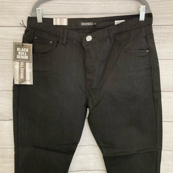 SILVER NEEDLE | NWT Men’s Black Bull Denim Slim Straight Jeans - Picture 2 of 7
